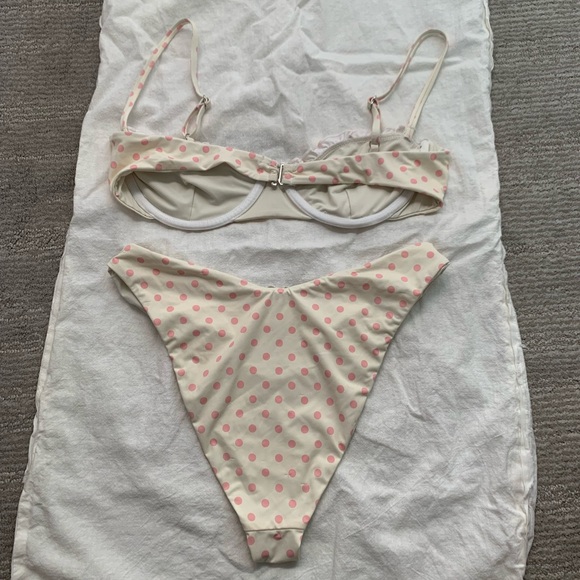 Cream + Pink Polka Dot Two Piece Bikini - Picture 5 of 5